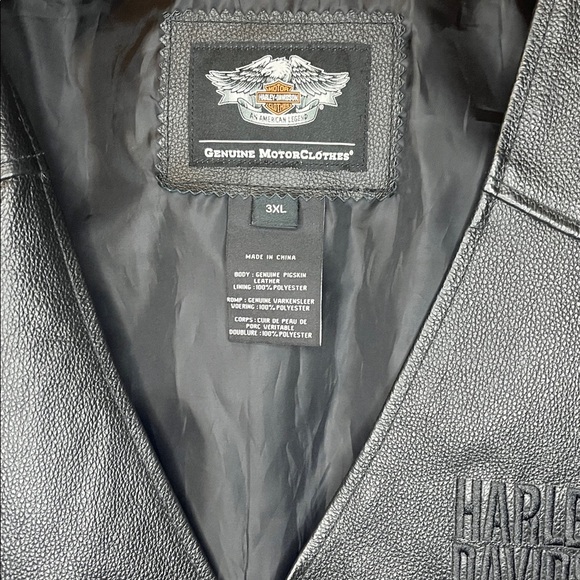 Harley-Davidson Black Leather Vest with Side Laces Men’s 3XL - Picture 2 of 6